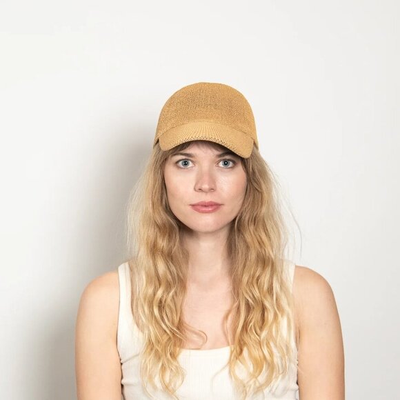 New Wyeth Paula Mesh Breathable Adjustable Packable UPF 50+ Camel Hat O/S NWT main image 11